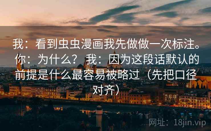 我：看到虫虫漫画我先做做一次标注。 你：为什么？ 我：因为这段话默认的前提是什么最容易被略过（先把口径对齐）